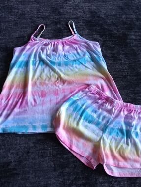 Pastel Tie Dye Tank Top Shorts Pajama Set (SIZE L 10/12)